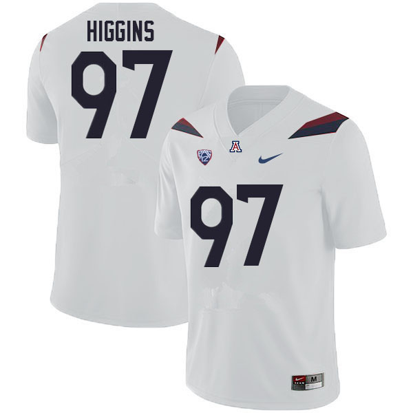 Men #97 Naz Higgins Arizona Wildcats College Football Jerseys Sale-White